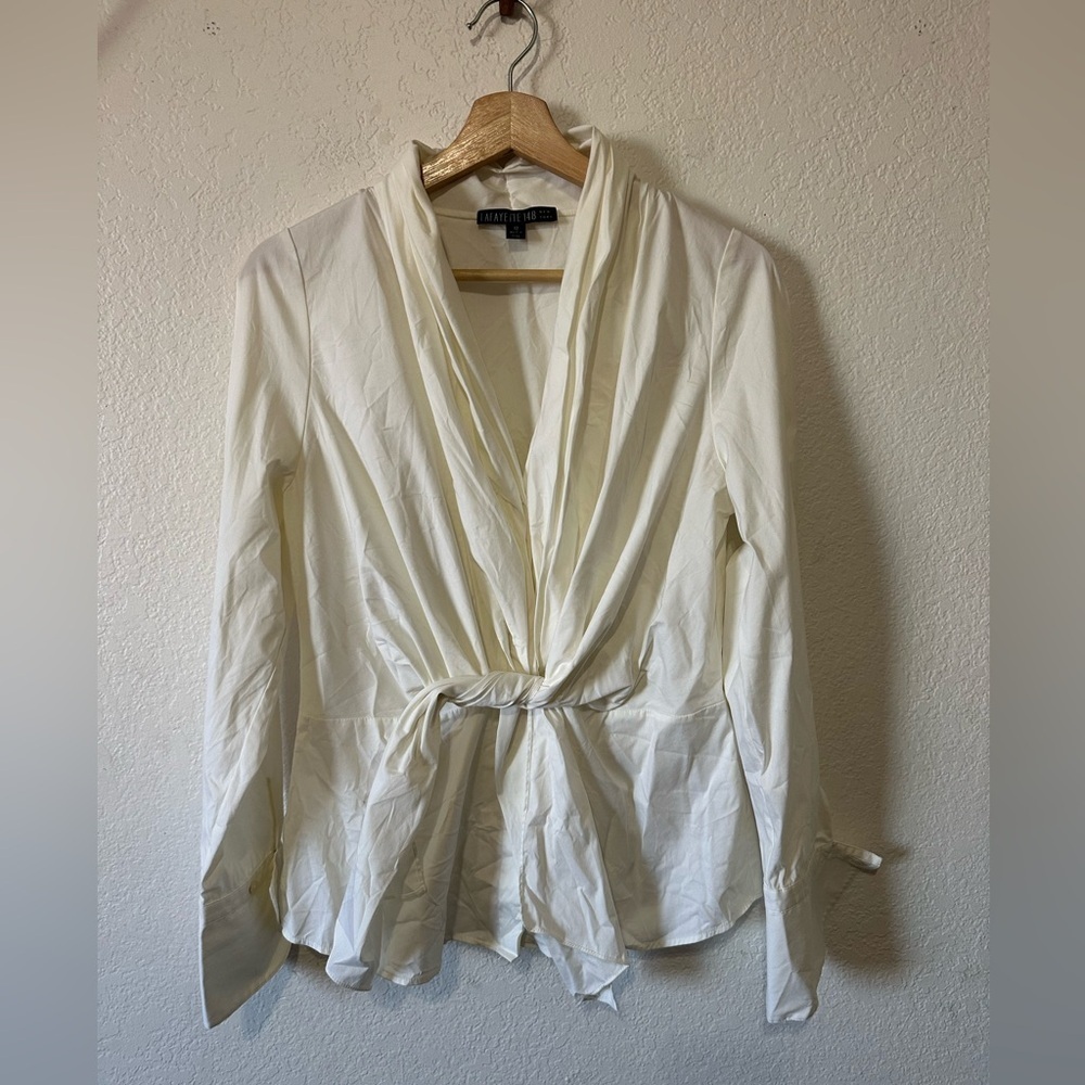 Lafayette 148 Tie front cream blouse - Size 10